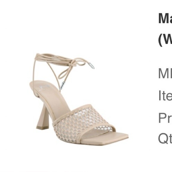 Marc Fisher Beige Lace-Up Mesh Slide Heels - Picture 3 of 3
